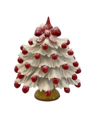 Albero di natale in ceramica bianco e rosso